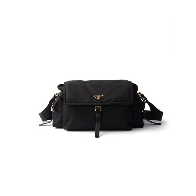 PRADA EXPLORE LARGE RE-NYLON SHOULDER BAG WITH FLAP 1BD391 (37.5*19*12cm) 